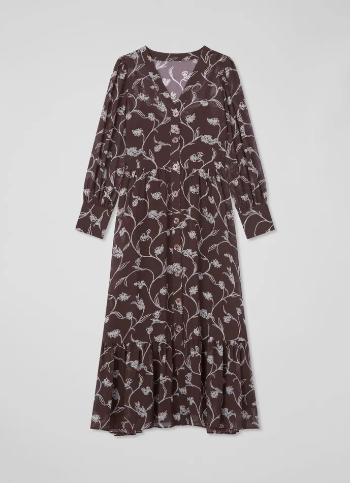 LKBennett Dresses Women Lucian Petite Chocolate and Birch Dress LKBennett Dresses Women Lucian Petite Chocolate and Birch Dress