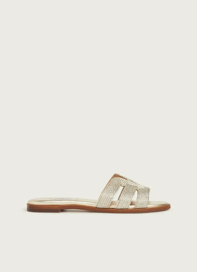 LKBennett Flats Women Riley Gold Rope Flat Mules