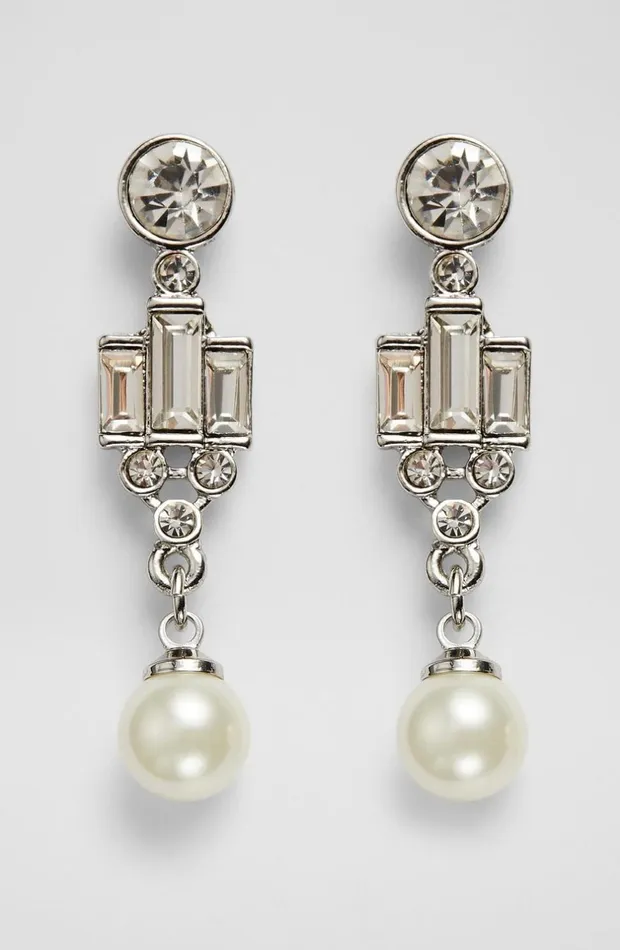 LKBennett Jewellery Women Kiara Crystal And Pearl Art DecoStyle Earrings