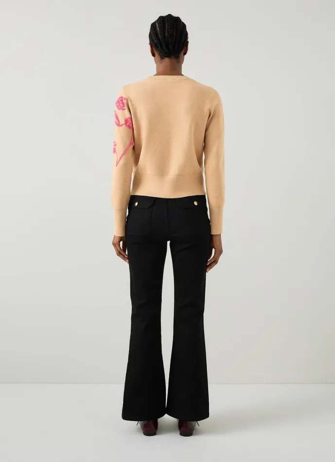 LKBennett Knitwear Women Henrietta Camel and Bright Pink LENZING ECOVERO Jumper LKBennett Knitwear Women Henrietta Camel and Bright Pink LENZING ECOVERO Jumper