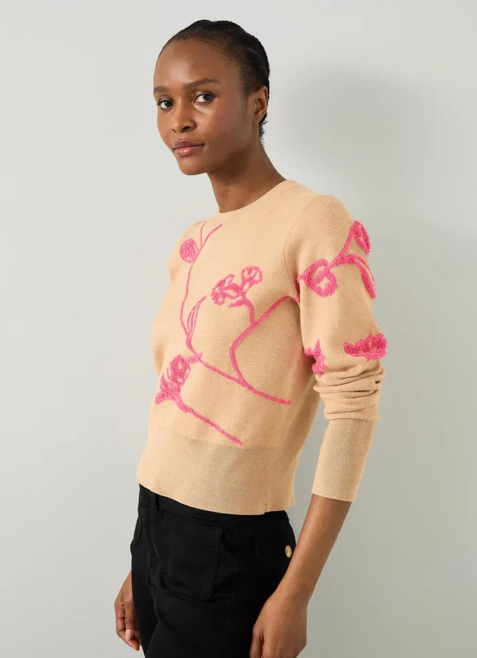 LKBennett Knitwear Women Henrietta Camel and Bright Pink LENZING ECOVERO Jumper LKBennett Knitwear Women Henrietta Camel and Bright Pink LENZING ECOVERO Jumper