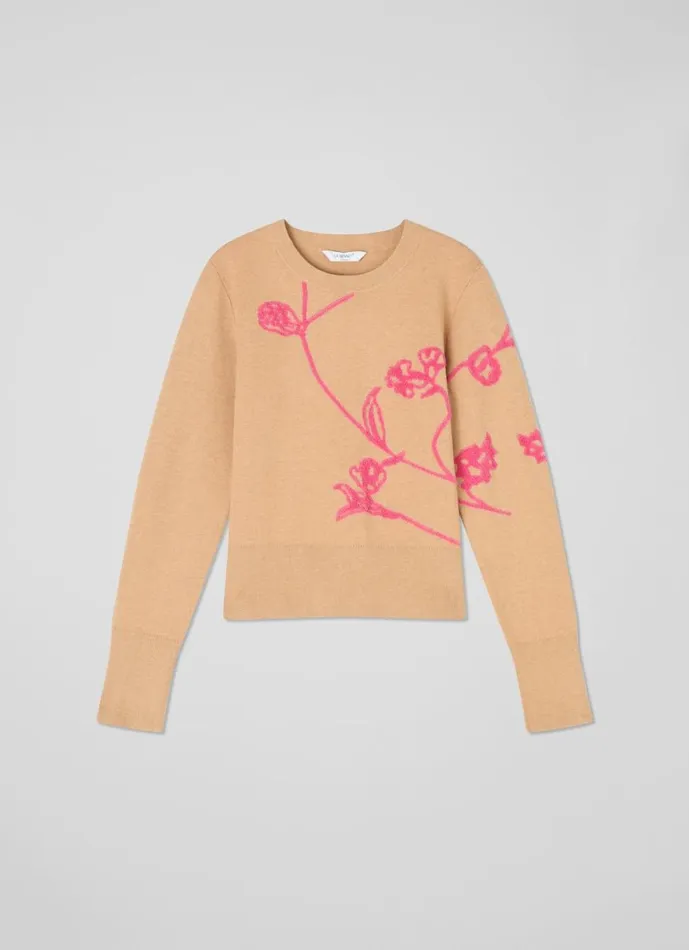 LKBennett Knitwear Women Henrietta Camel and Bright Pink LENZING ECOVERO Jumper LKBennett Knitwear Women Henrietta Camel and Bright Pink LENZING ECOVERO Jumper