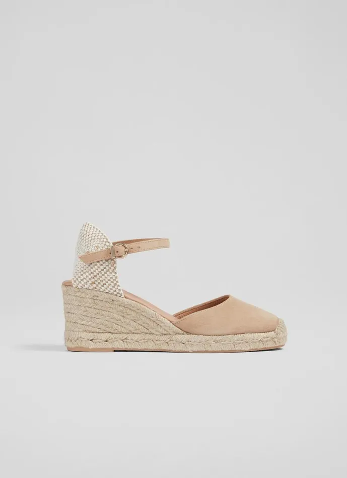 LKBennett Sandals Women Marissa Beige Suede Ankle Strap Espadrilles