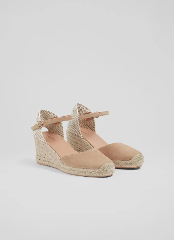 LKBennett Sandals Women Marissa Beige Suede Ankle Strap Espadrilles