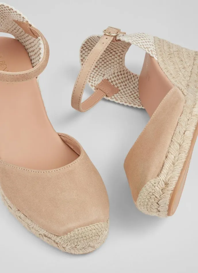 LKBennett Sandals Women Marissa Beige Suede Ankle Strap Espadrilles