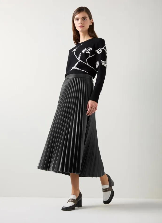 LKBennett Skirts Women Laurie Black Pleated Skirt