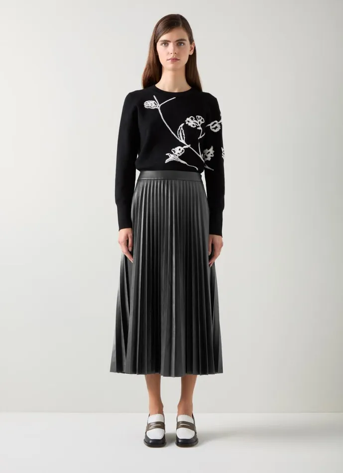 LKBennett Skirts Women Laurie Black Pleated Skirt LKBennett Skirts Women Laurie Black Pleated Skirt