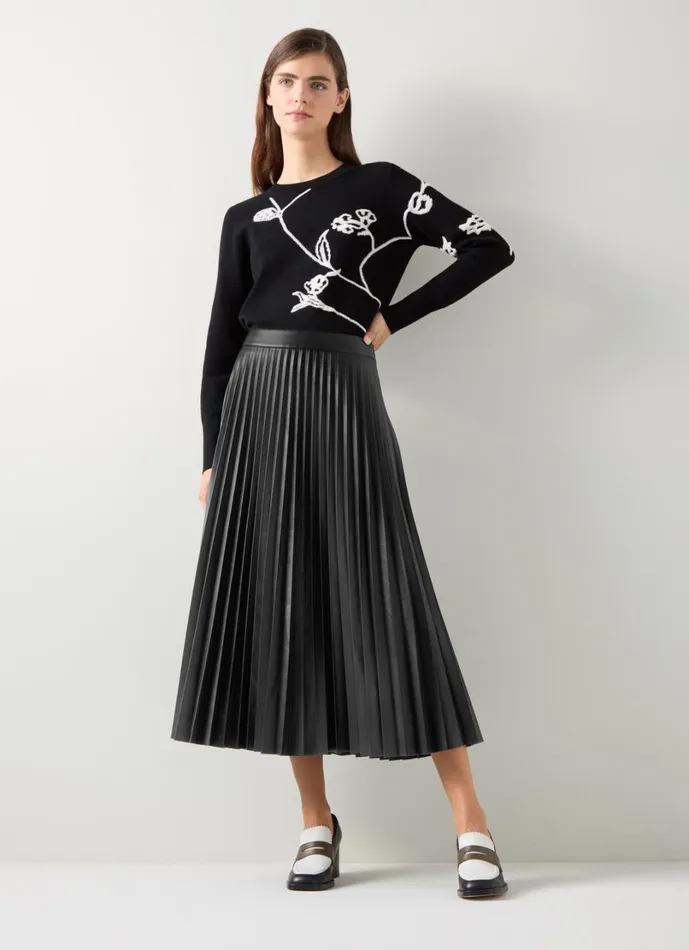 LKBennett Skirts Women Laurie Black Pleated Skirt LKBennett Skirts Women Laurie Black Pleated Skirt