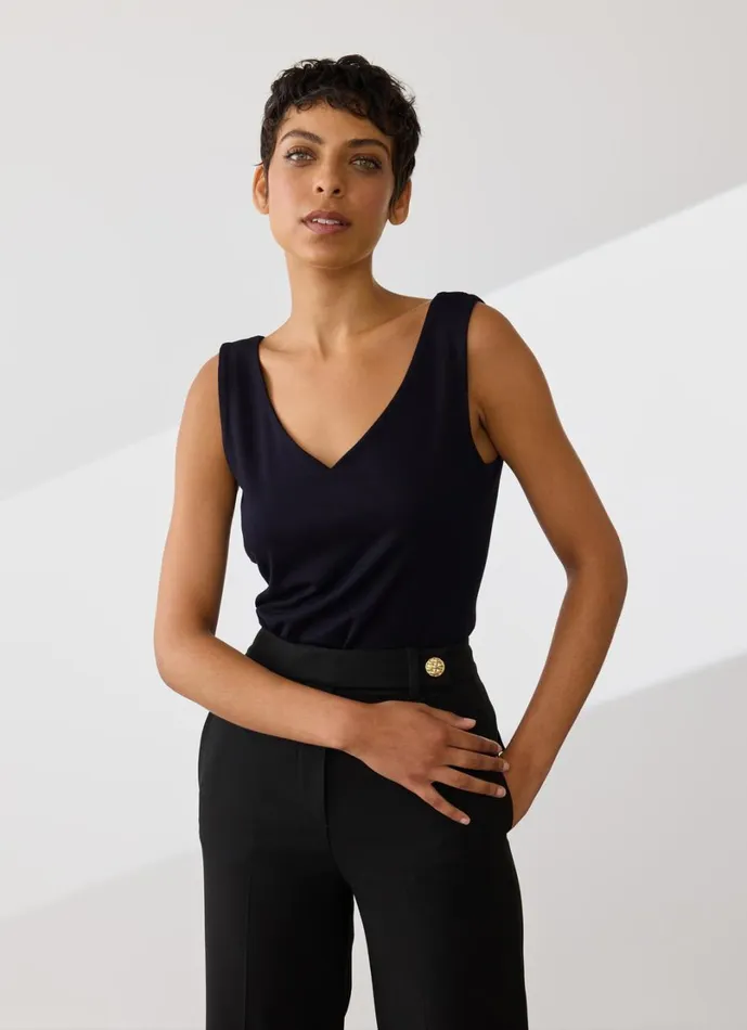 LKBennett Tops Women Athena Black Jersey Vest Top