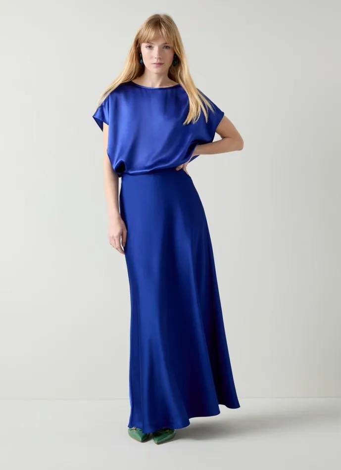 LKBennett Tops Women Lena Mazarine Blue Satin Relaxed Top