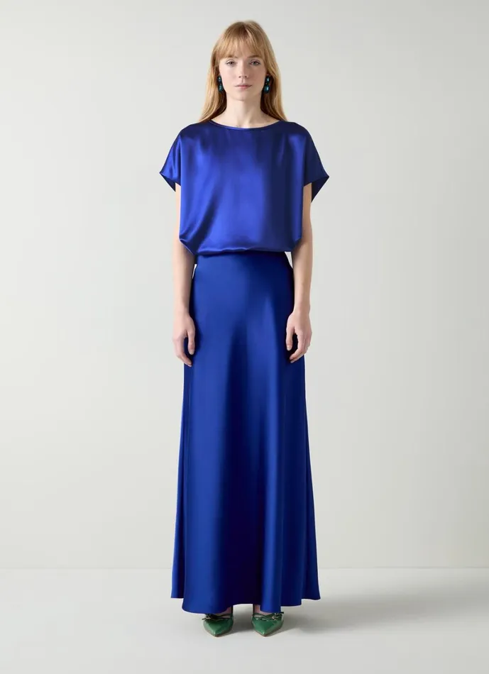 LKBennett Tops Women Lena Mazarine Blue Satin Relaxed Top