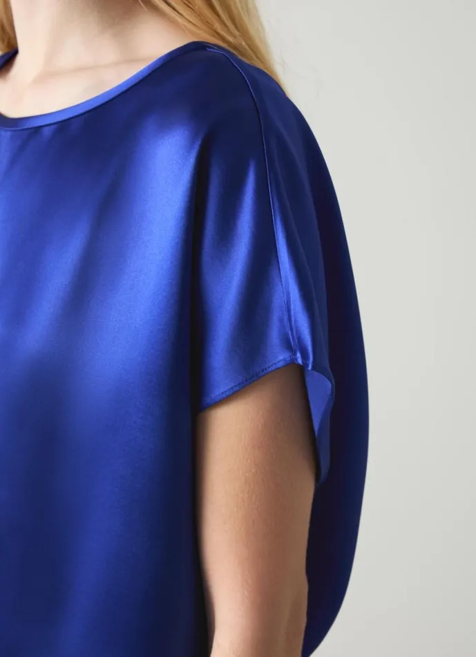 LKBennett Tops Women Lena Mazarine Blue Satin Relaxed Top