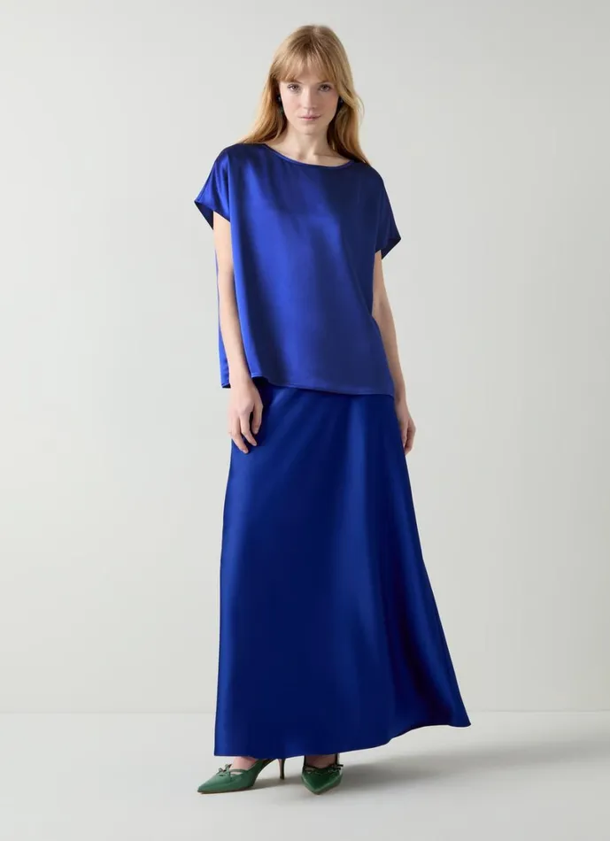 LKBennett Tops Women Lena Mazarine Blue Satin Relaxed Top