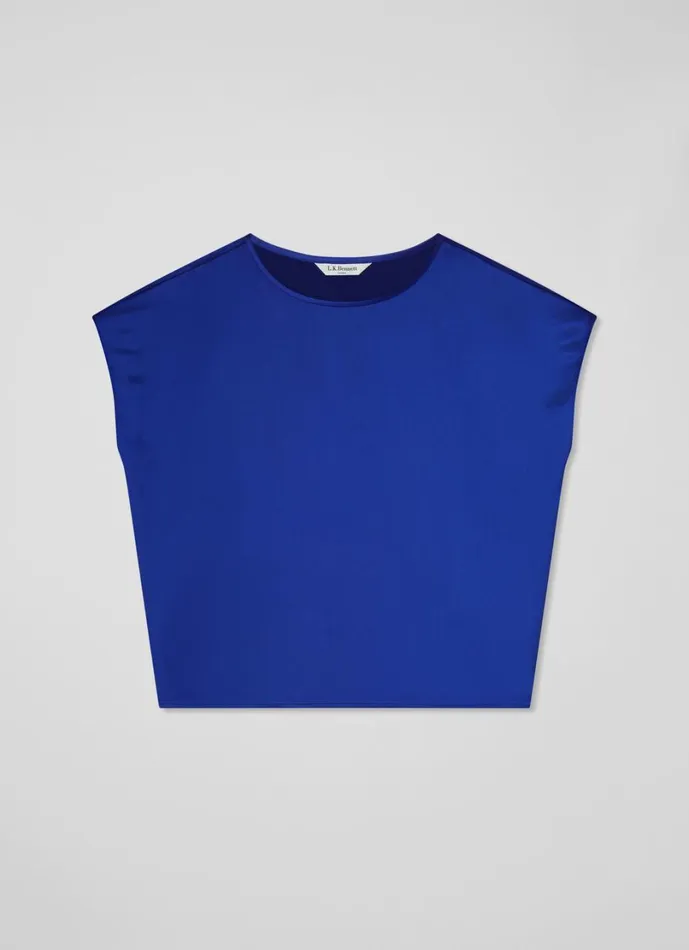LKBennett Tops Women Lena Mazarine Blue Satin Relaxed Top
