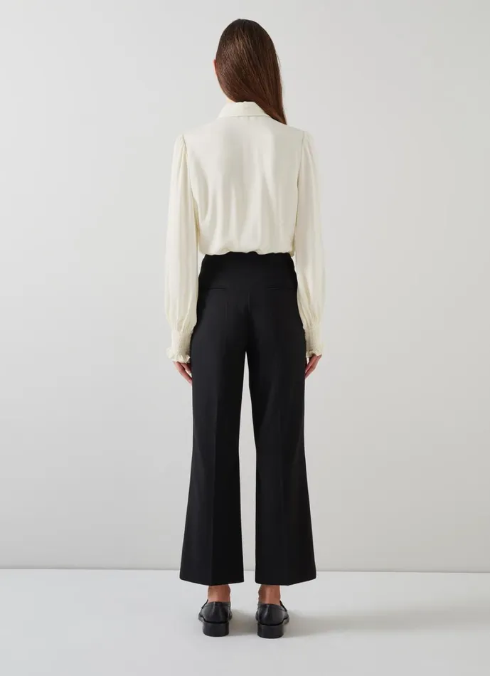 LKBennett Tops Women Rose Birch and Black Crepe Blouse With Corsage Detail LKBennett Tops Women Rose Birch and Black Crepe Blouse With Corsage Detail