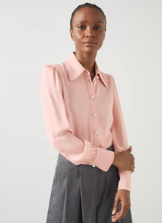 LKBennett Tops Women Sonya Pink Crepe Blouse