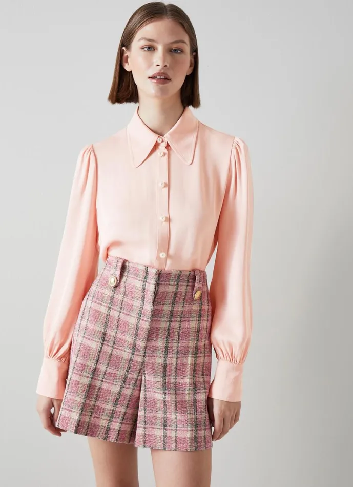 LKBennett Tops Women Sonya Pink Crepe Blouse