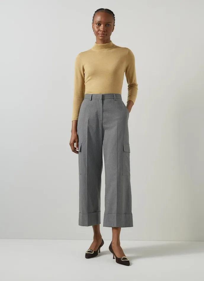 LKBennett Trousers Women Rosalind Grey Melange Pin Stripe Cargo Trouser LKBennett Trousers Women Rosalind Grey Melange Pin Stripe Cargo Trouser