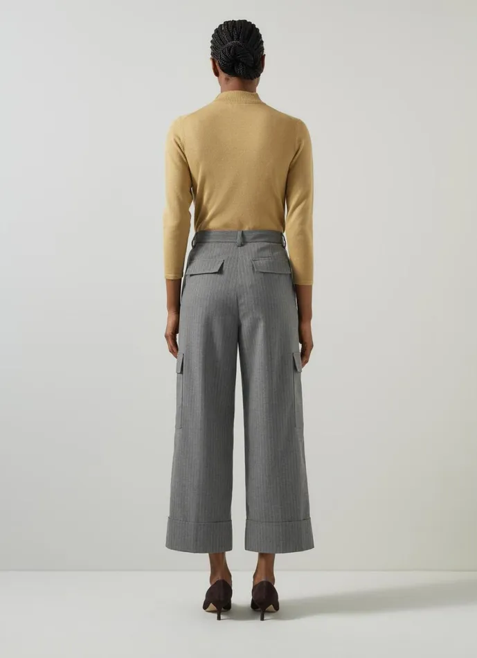 LKBennett Trousers Women Rosalind Grey Melange Pin Stripe Cargo Trouser LKBennett Trousers Women Rosalind Grey Melange Pin Stripe Cargo Trouser