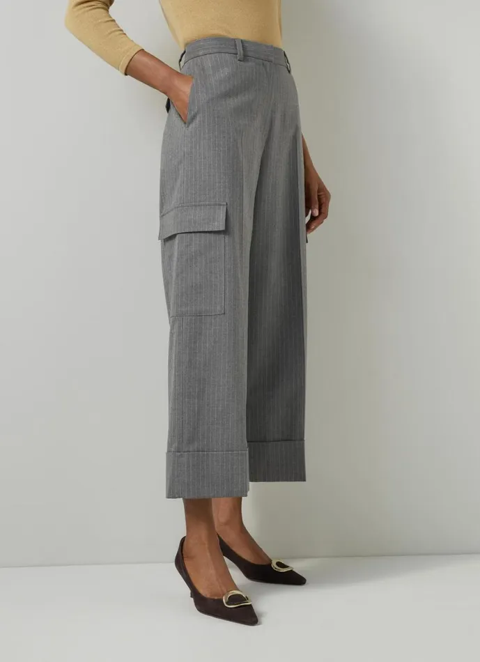 LKBennett Trousers Women Rosalind Grey Melange Pin Stripe Cargo Trouser LKBennett Trousers Women Rosalind Grey Melange Pin Stripe Cargo Trouser
