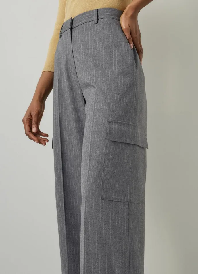 LKBennett Trousers Women Rosalind Grey Melange Pin Stripe Cargo Trouser LKBennett Trousers Women Rosalind Grey Melange Pin Stripe Cargo Trouser