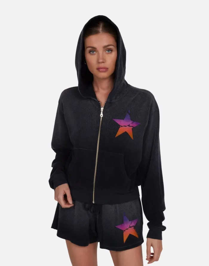 Lachelle Ombre Cracked Star Jet Black Ombre Women039s Lauren Moshi Hoodies