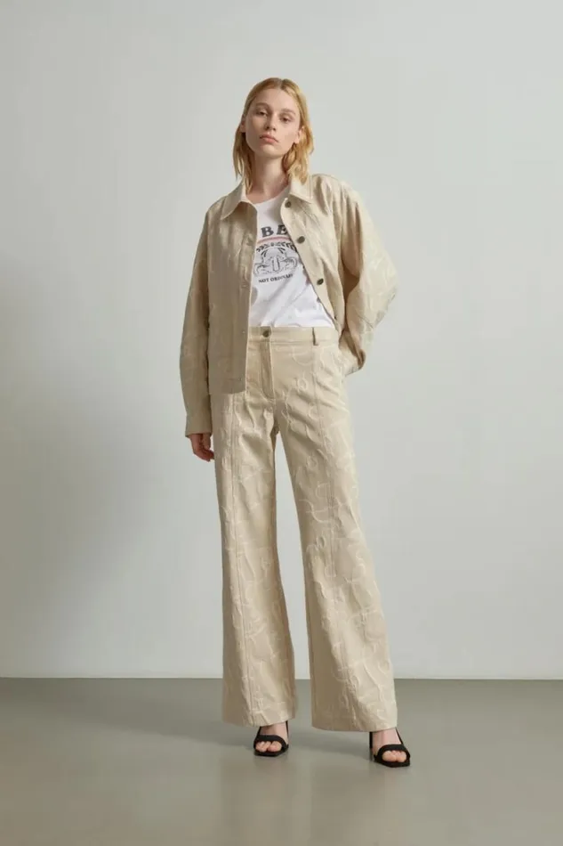 Lala Berlin Coats and Jackets Jacket Jacek Cotton Mix Lalagram Jacquard Beige 8211 Women