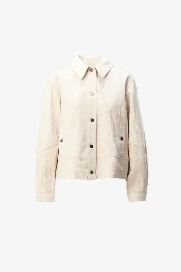 Lala Berlin Coats and Jackets Jacket Jacek Cotton Mix Lalagram Jacquard Beige 8211 Women