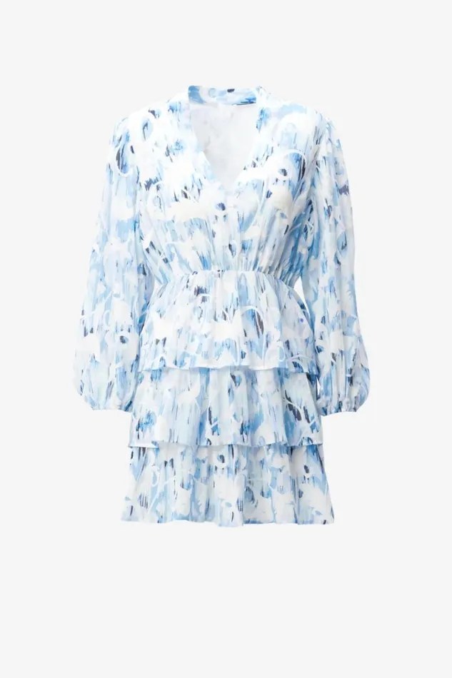 Lala Berlin Dresses Dress Danuta Cotton Floral Fountain Blue 8211 Women