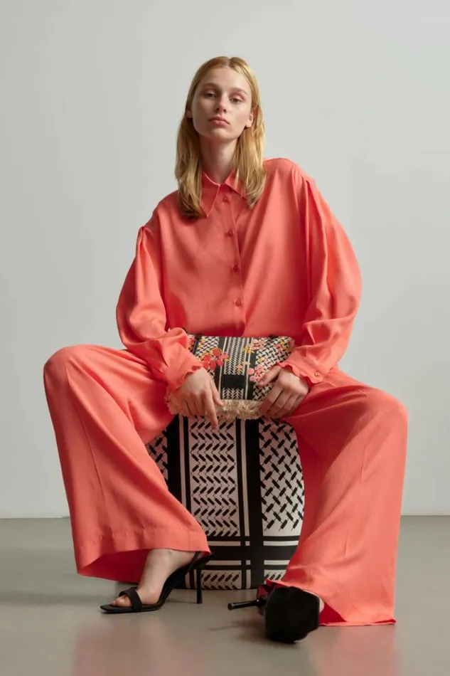Lala Berlin Pants and Skirts Pants Polko Viscose Mix Underwater Melon 8211 Women
