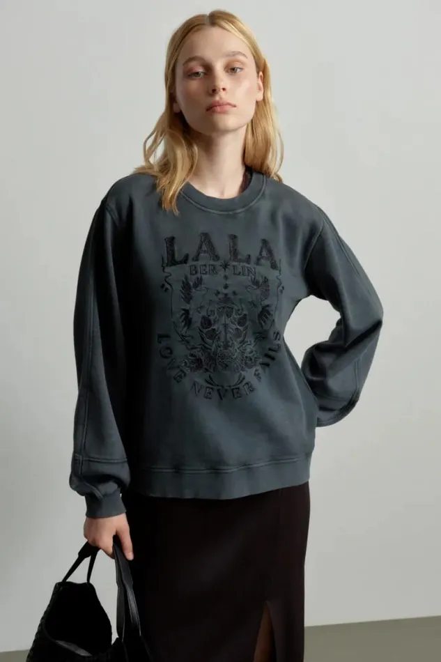 Lala Berlin Shirts and Blouses Sweatshirt Ipali Cotton Love Never Fails Black 8211 Women