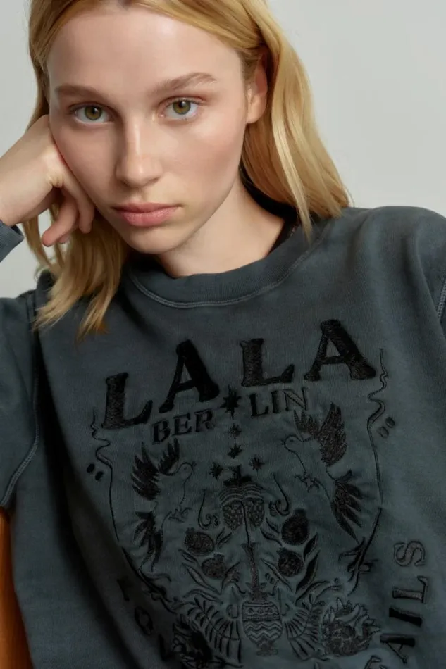 Lala Berlin Shirts and Blouses Sweatshirt Ipali Cotton Love Never Fails Black 8211 Women