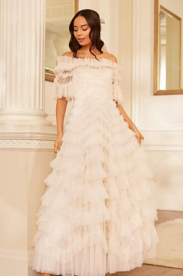 Lana OffShoulder Gown Champagne Women Needle and Thread Dresses