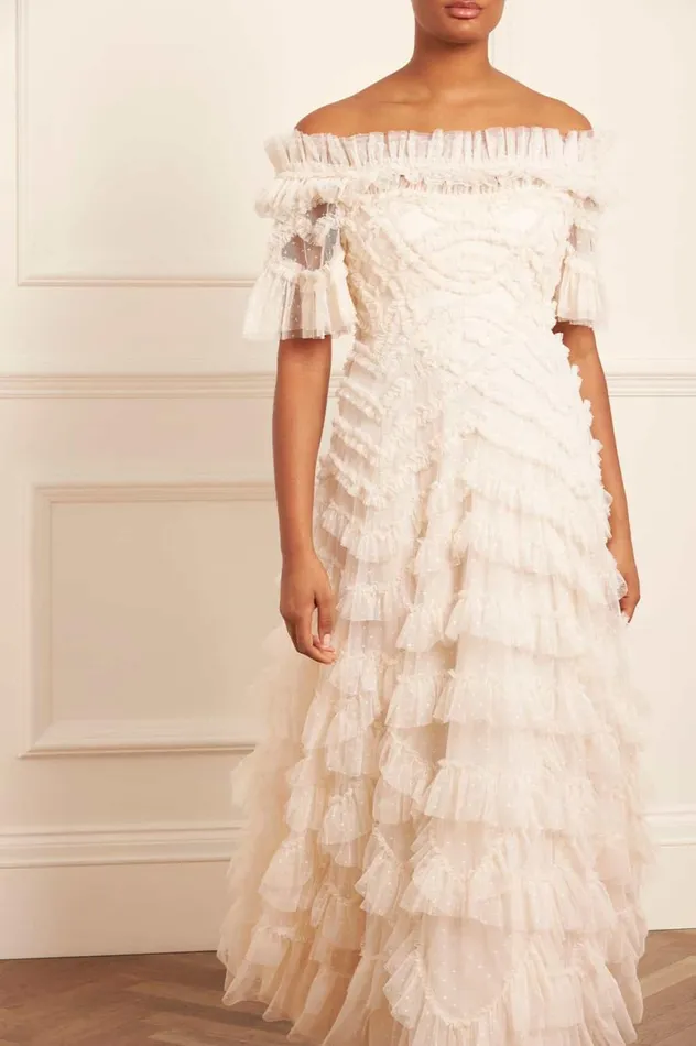 Lana OffShoulder Gown Champagne Women Needle and Thread Dresses