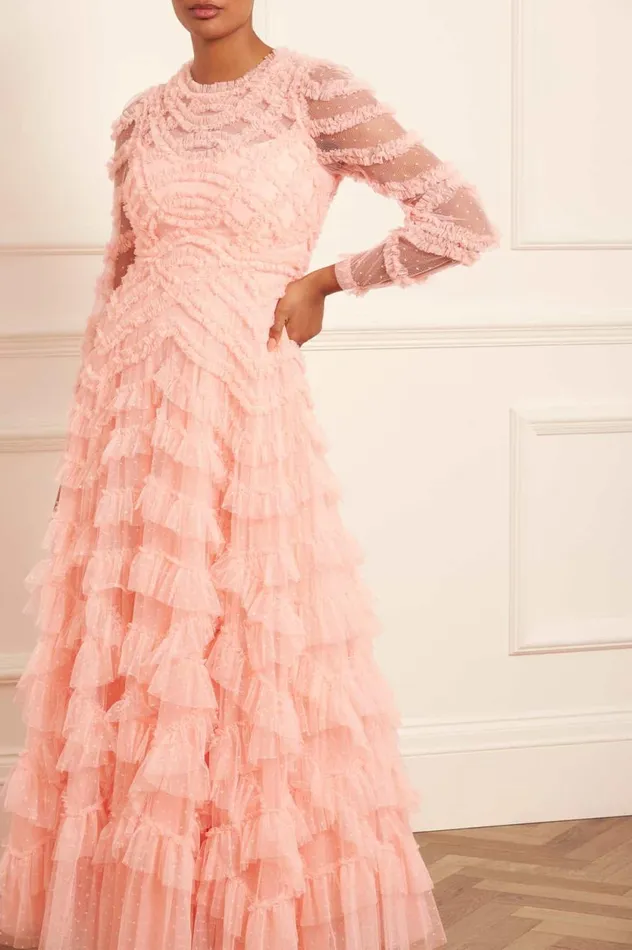 Lana Round Neck Gown Coral Women Needle and Thread Dresses