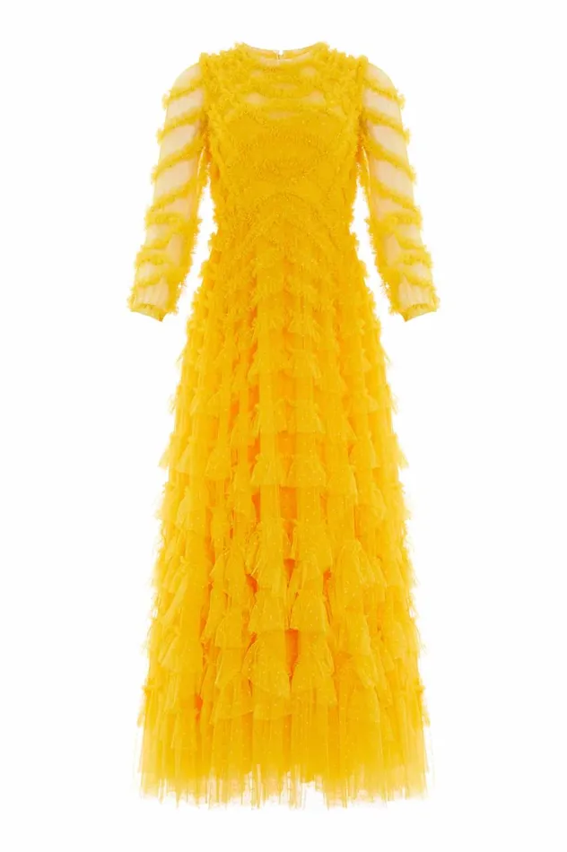 Lana Round Neck Gown Yellow Women Needle and Thread Dresses
