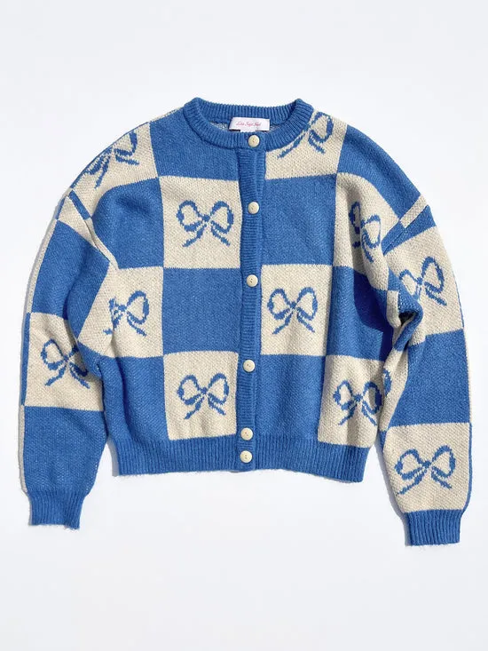 Lauda Cardi Navy Bow Check Women Tops Lisa Says Gah