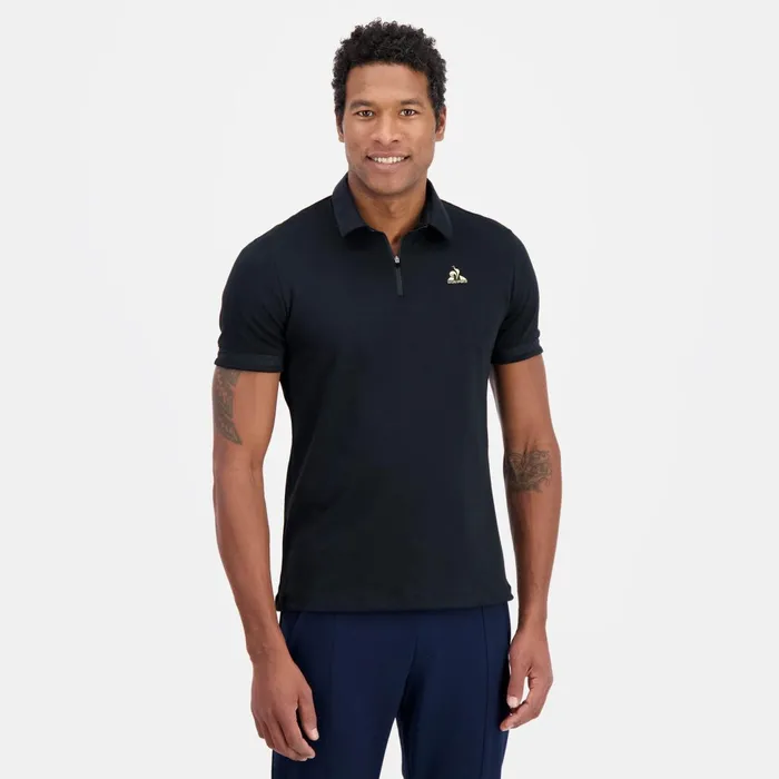 Le Coq Sportif Coq D039or Polo Shirt Col Zipp En Interlock 240g Coton Black Men Polos Shirts