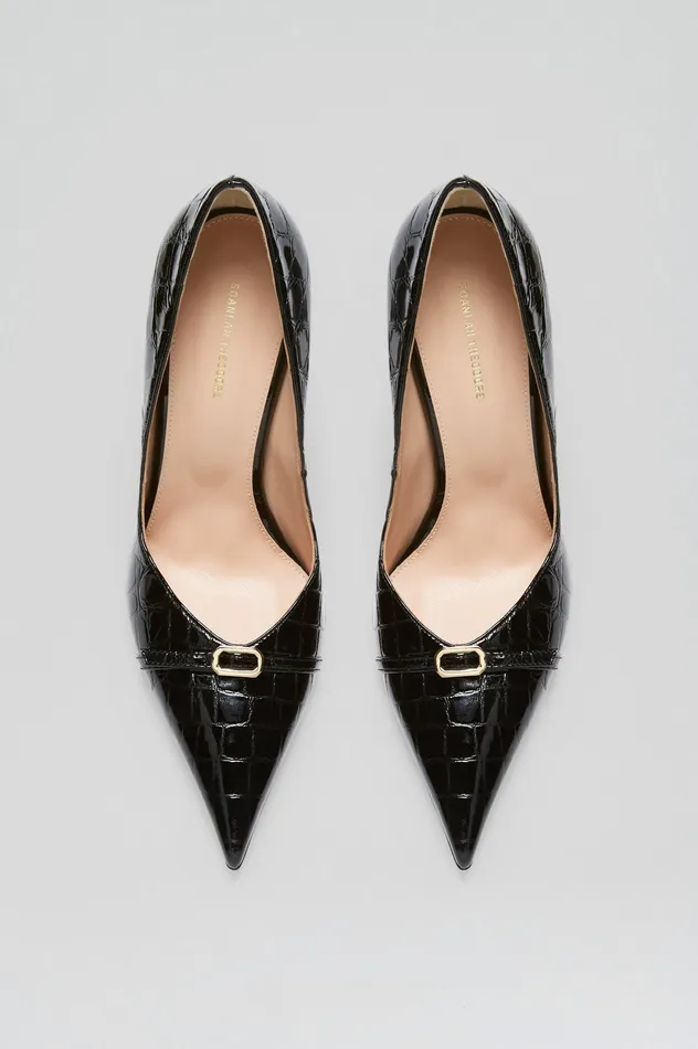 LEATHER EMBOSSED PUMP 95 BLACK Women Shoes Scanlan Theodore