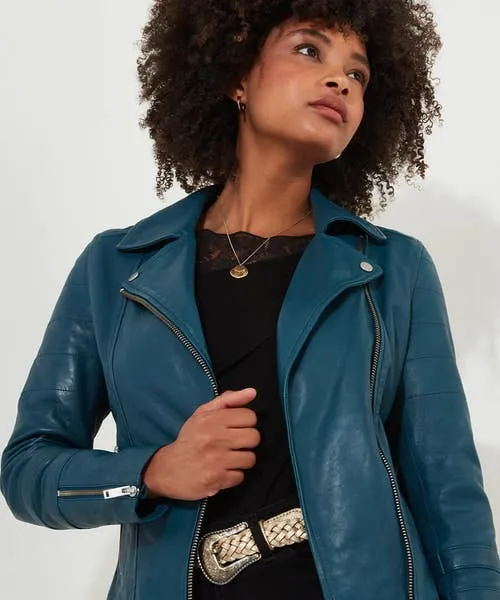 Leather Jackets Apparel Classic Leather Biker Jacket Blue Joebrowns
