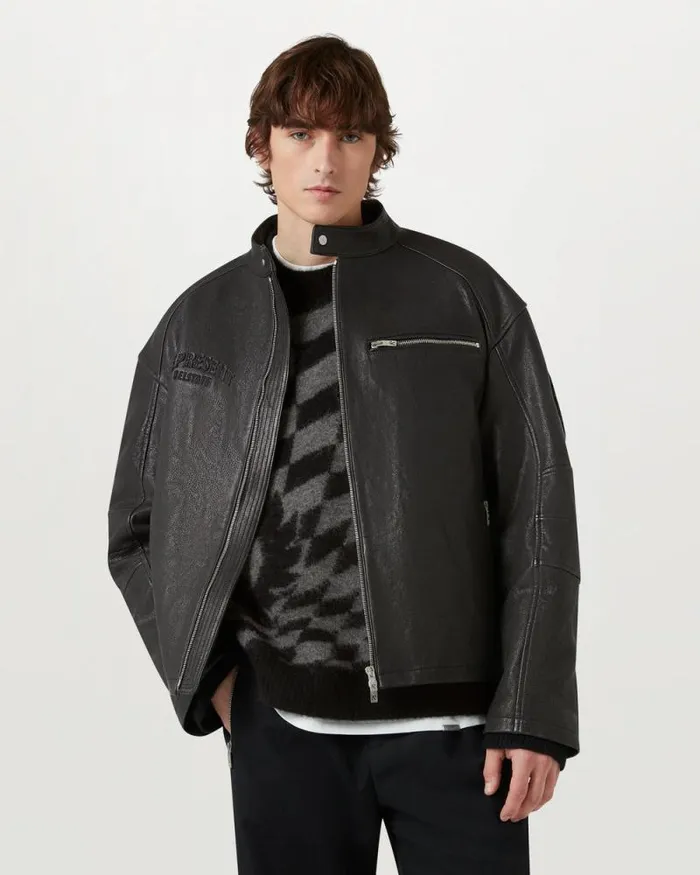 Leather Jackets Men Belstaff Belstaff X Represent Race Jacket Black Leather Jackets Men Belstaff Belstaff X Represent Race Jacket Black