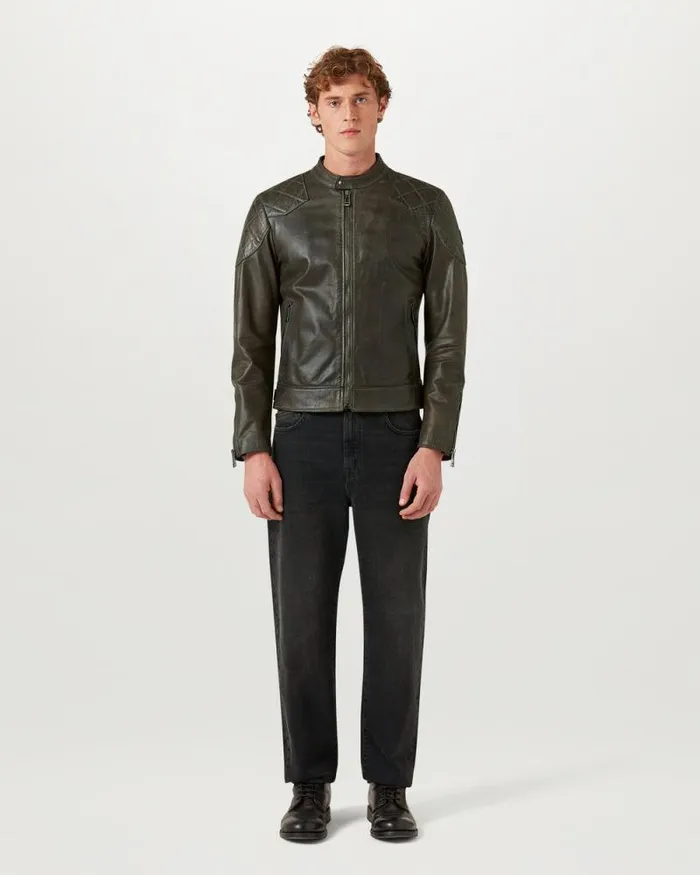 Leather Jackets Men Belstaff Legacy Outlaw Jacket Dark Belstaff Olive