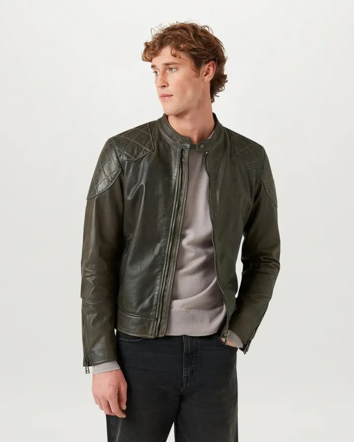 Leather Jackets Men Belstaff Legacy Outlaw Jacket Dark Belstaff Olive