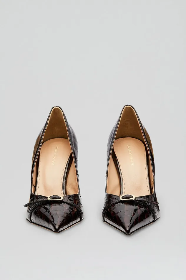 Leather LEATHER EMBOSSED PUMP 95 DARKMULBERRY Scanlan Theodore Women