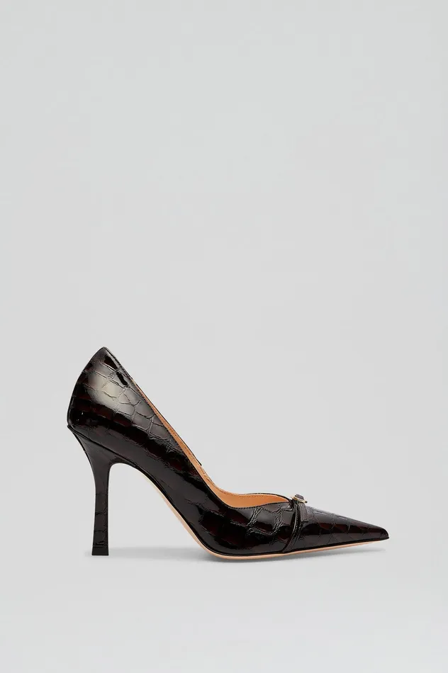 Leather LEATHER EMBOSSED PUMP 95 DARKMULBERRY Scanlan Theodore Women