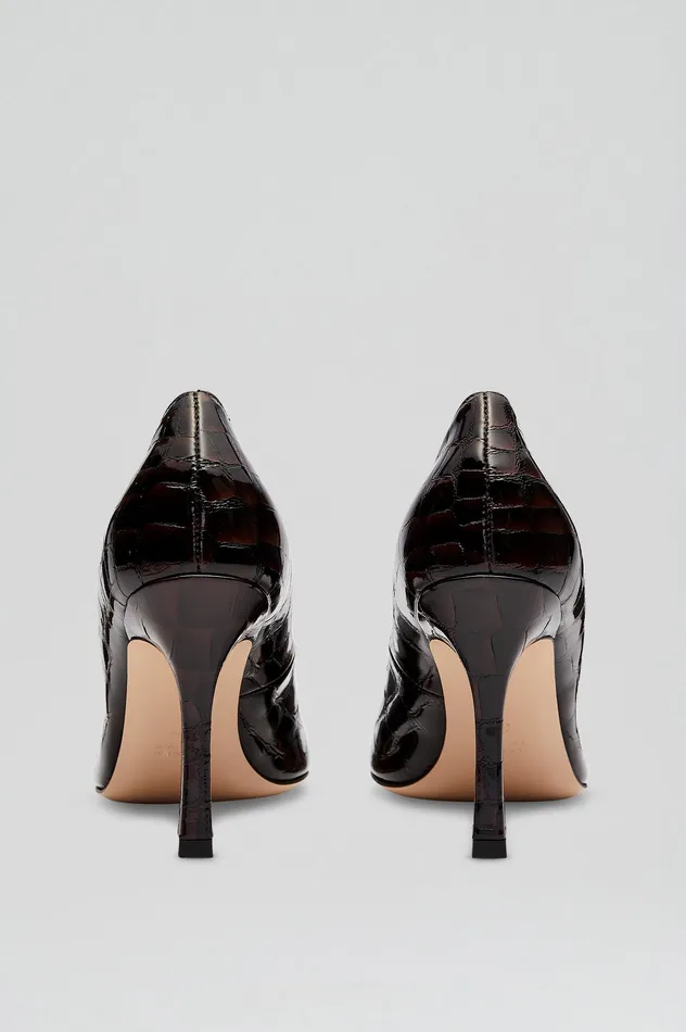 Leather LEATHER EMBOSSED PUMP 95 DARKMULBERRY Scanlan Theodore Women