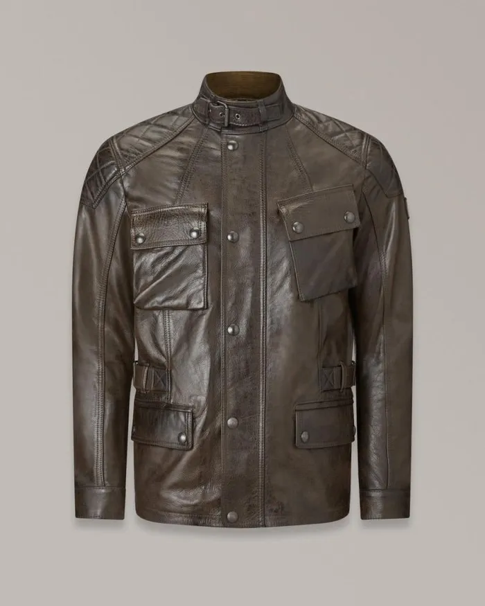 Leather Motorcycle Jackets Men Belstaff Turner Motorcycle Jacket Dark Belstaff Olive