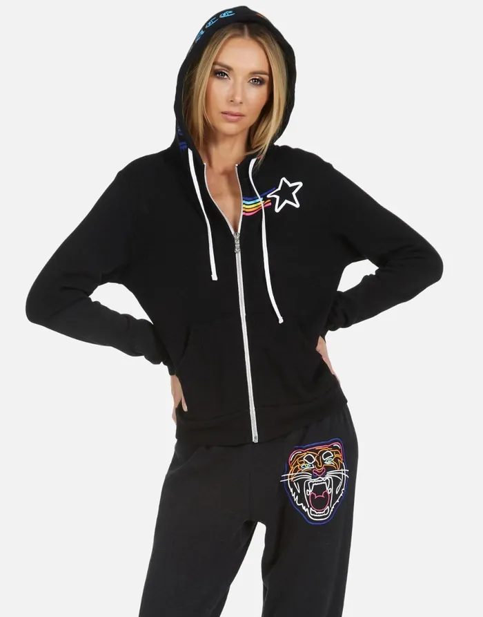 Lennox Neon Line Tiger Black Women039s Lauren Moshi Hoodies