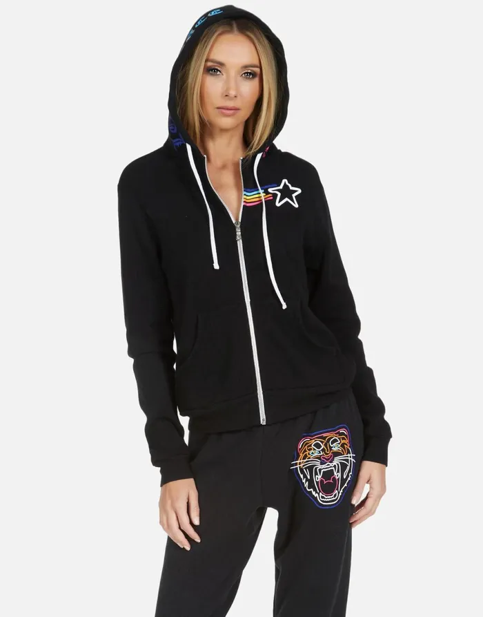 Lennox Neon Line Tiger Black Women039s Lauren Moshi Hoodies