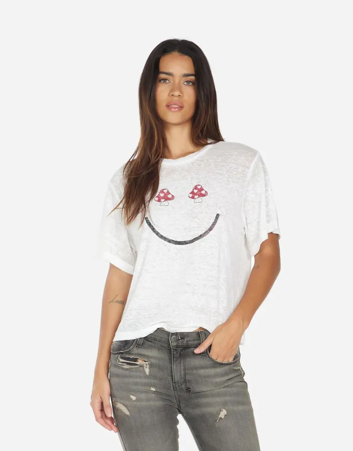 Linnea Mushroom Happyface White Burnout Women039s Lauren Moshi Short Sleeve